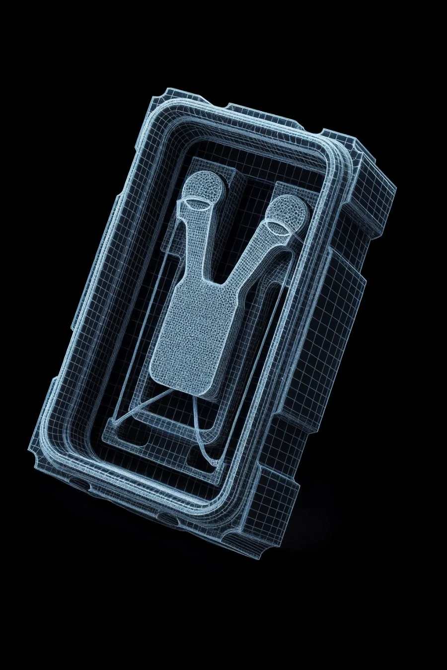 SMD quartz crystal, AT-cut, ceramic package with metal lid — wireframe